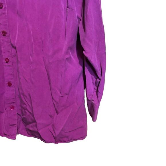 Soft Surroundings Top Womens 1X Fuchsia Button Up Shirt Pintucked Tencel Blouse - Picture 5 of 9